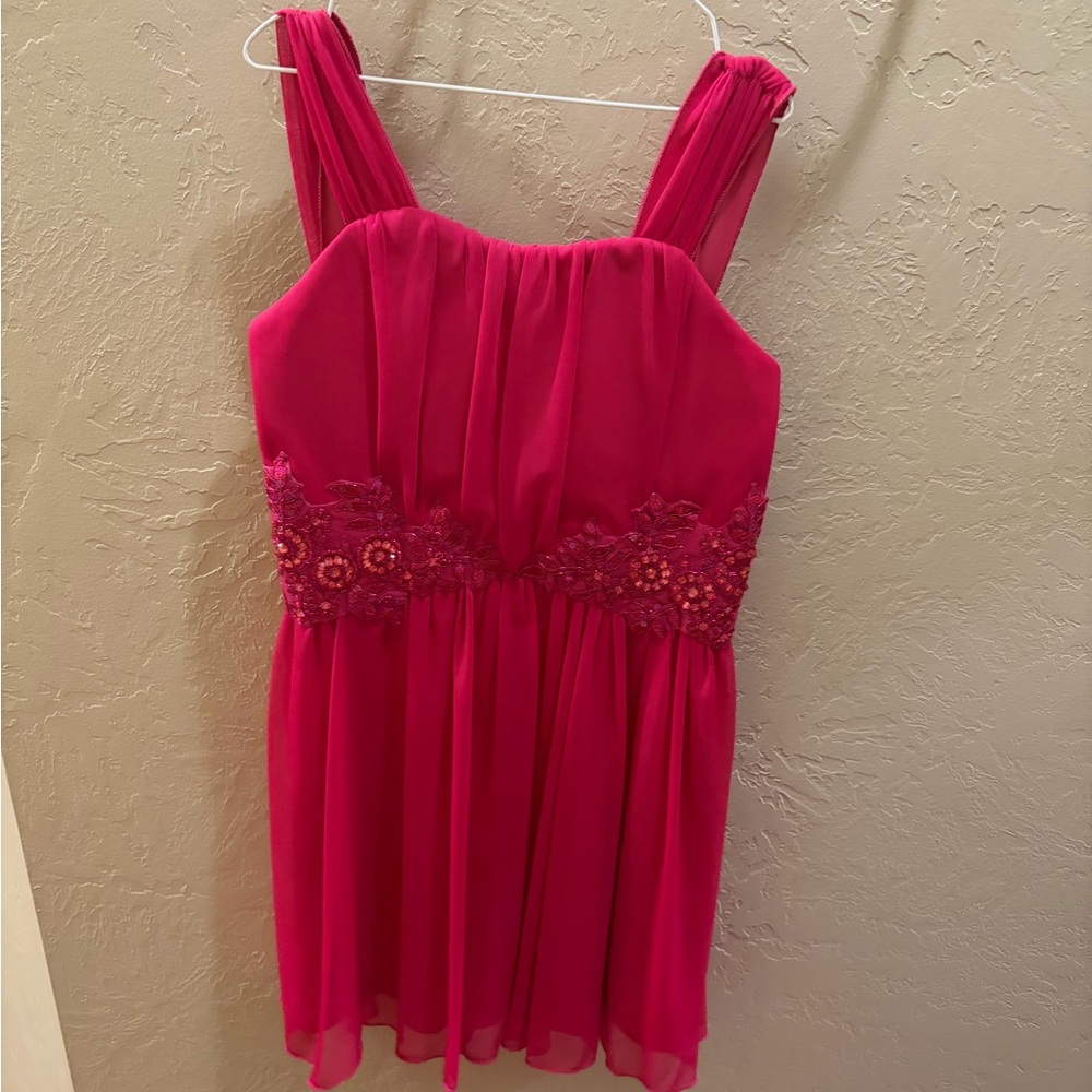 Elegant Fuchsia Kids Dress with Floral Accents
